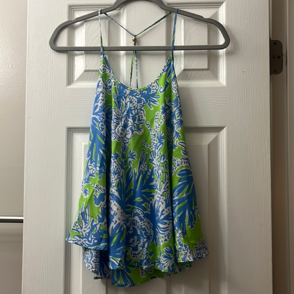 Blue and Green Lilly Pulitzer Silk Tank Top XS